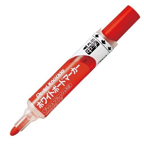 ホワイトボードマーカー　ノックル　中字・丸芯　赤　１本